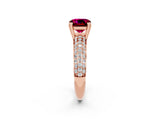 Rose gold Cushion Cut Cut Diamond Milgrain Marquise Band with Prong Setting_2
