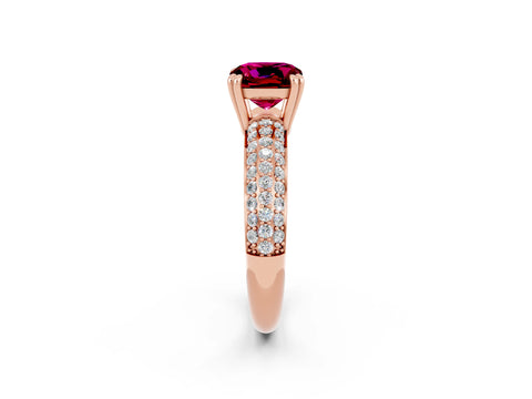 Rose gold Cushion Cut Cut Diamond Milgrain Marquise Band with Prong Setting_2