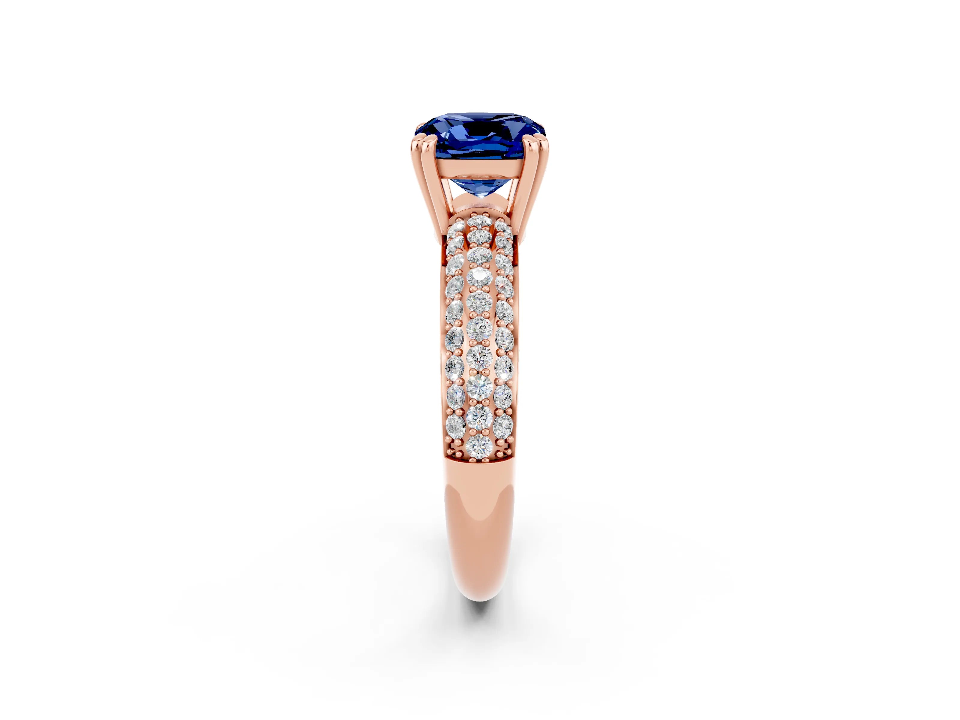 Rose gold Cushion Cut Cut Diamond Milgrain Marquise Band with Prong Setting_2