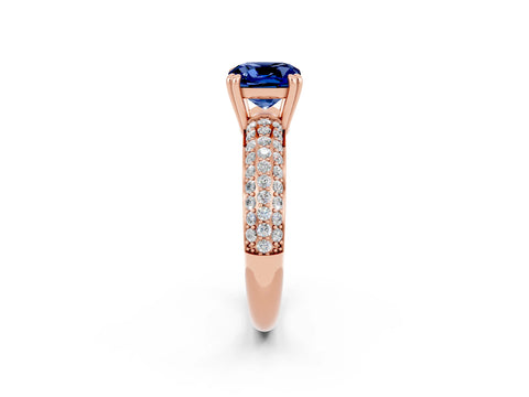 Rose gold Cushion Cut Cut Diamond Milgrain Marquise Band with Prong Setting_2