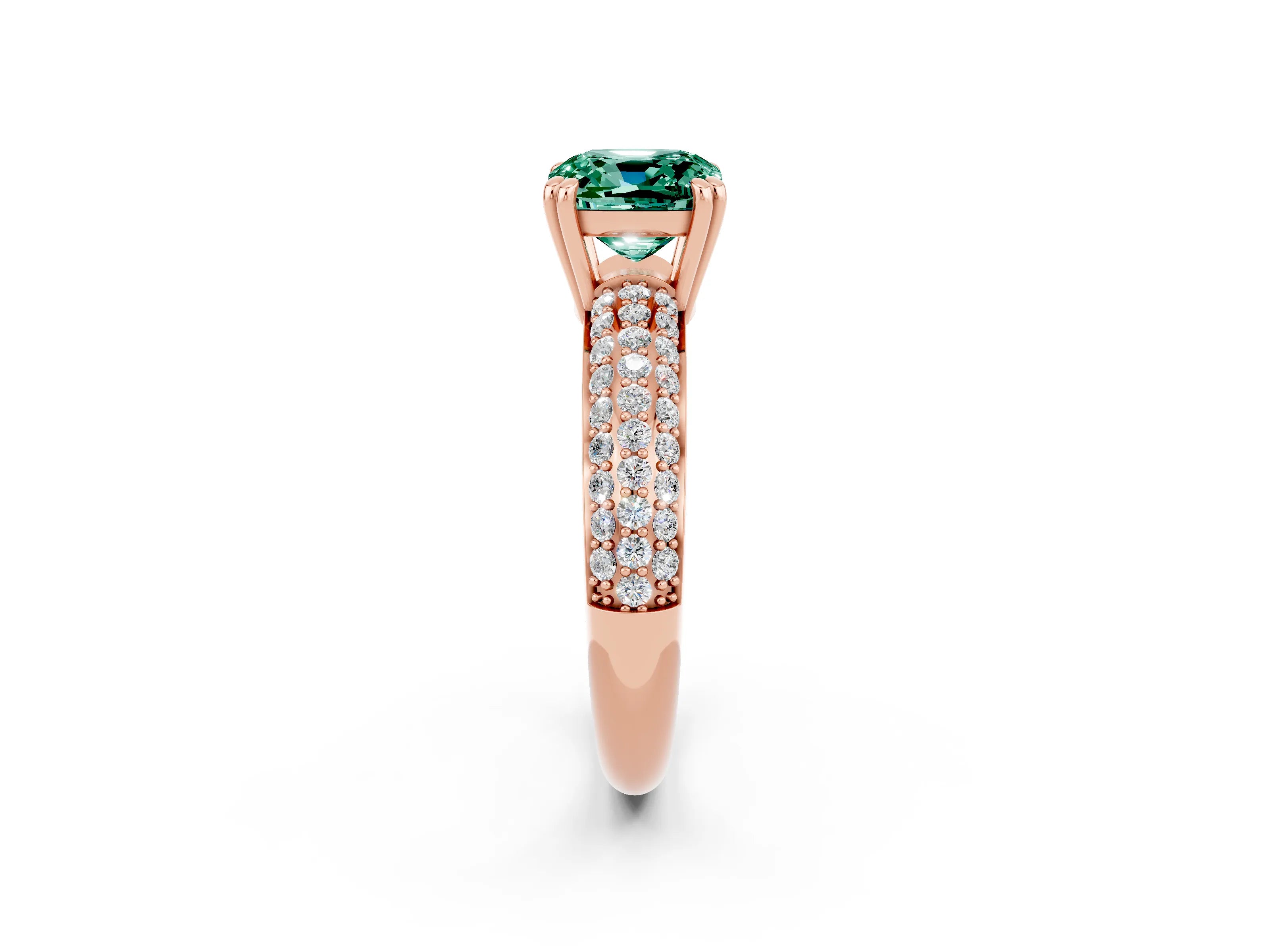 Rose gold Cushion Cut Cut Diamond Milgrain Marquise Band with Prong Setting_2