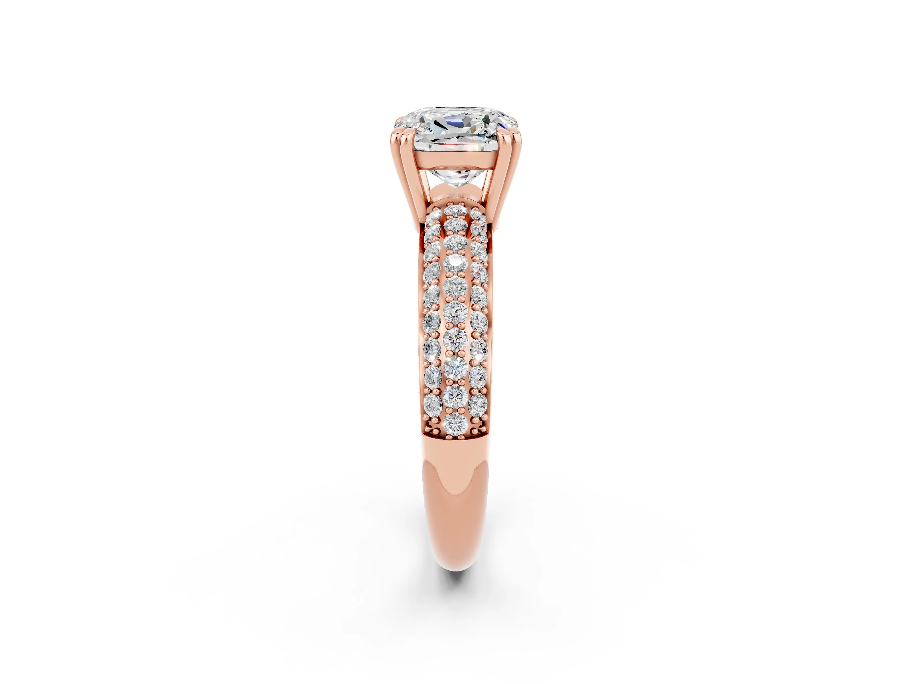 Rose gold Cushion Cut Cut Diamond Milgrain Marquise Band with Prong Setting_2