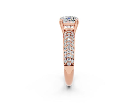Rose gold Cushion Cut Cut Diamond Milgrain Marquise Band with Prong Setting_2