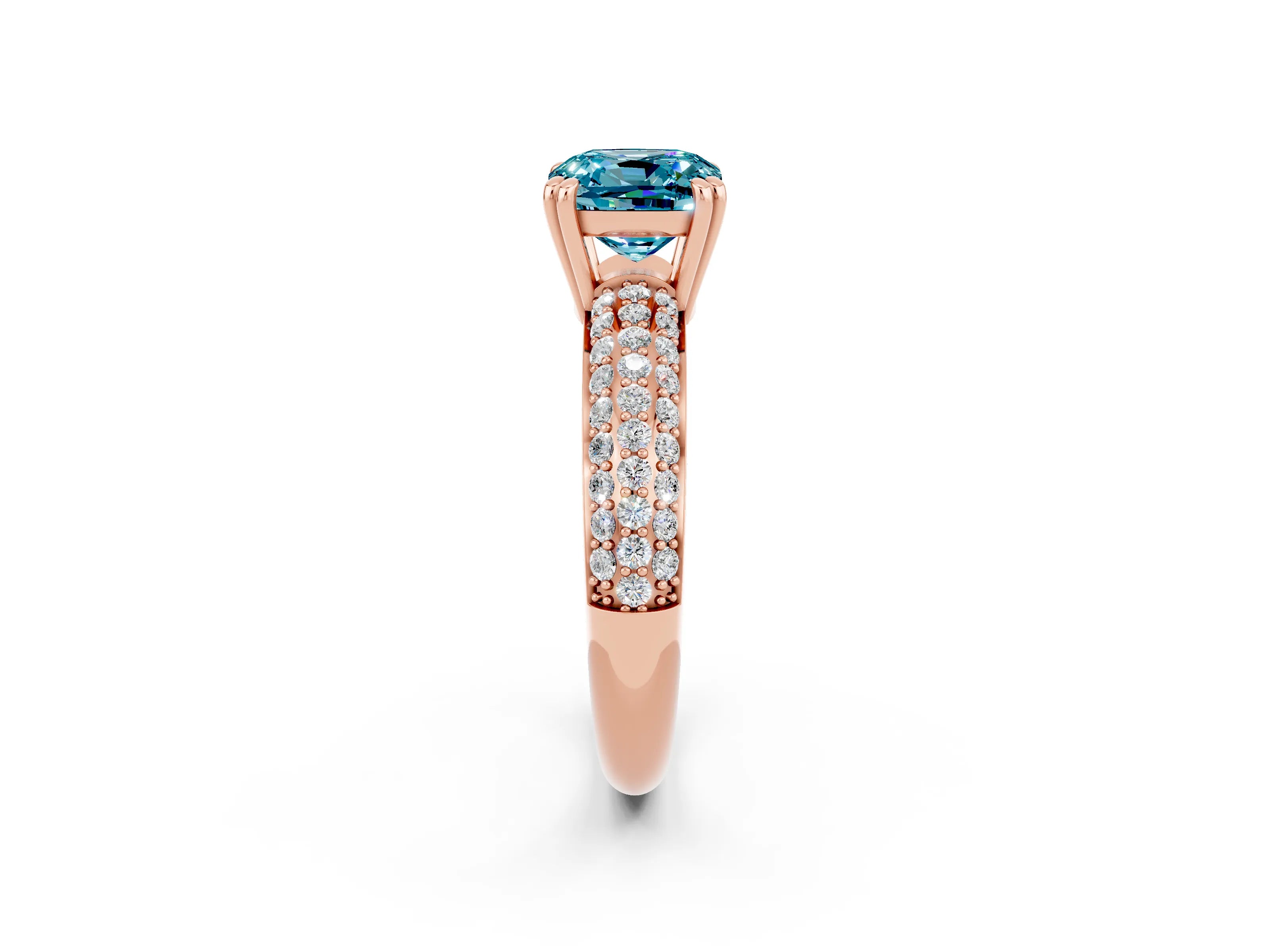 Rose gold Cushion Cut Cut Diamond Milgrain Marquise Band with Prong Setting_2