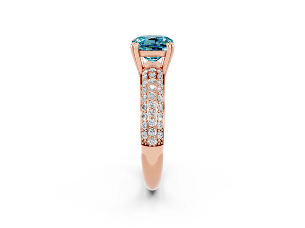 Rose gold Cushion Cut Cut Diamond Milgrain Marquise Band with Prong Setting