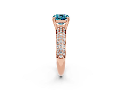 Rose gold Cushion Cut Cut Diamond Milgrain Marquise Band with Prong Setting_2