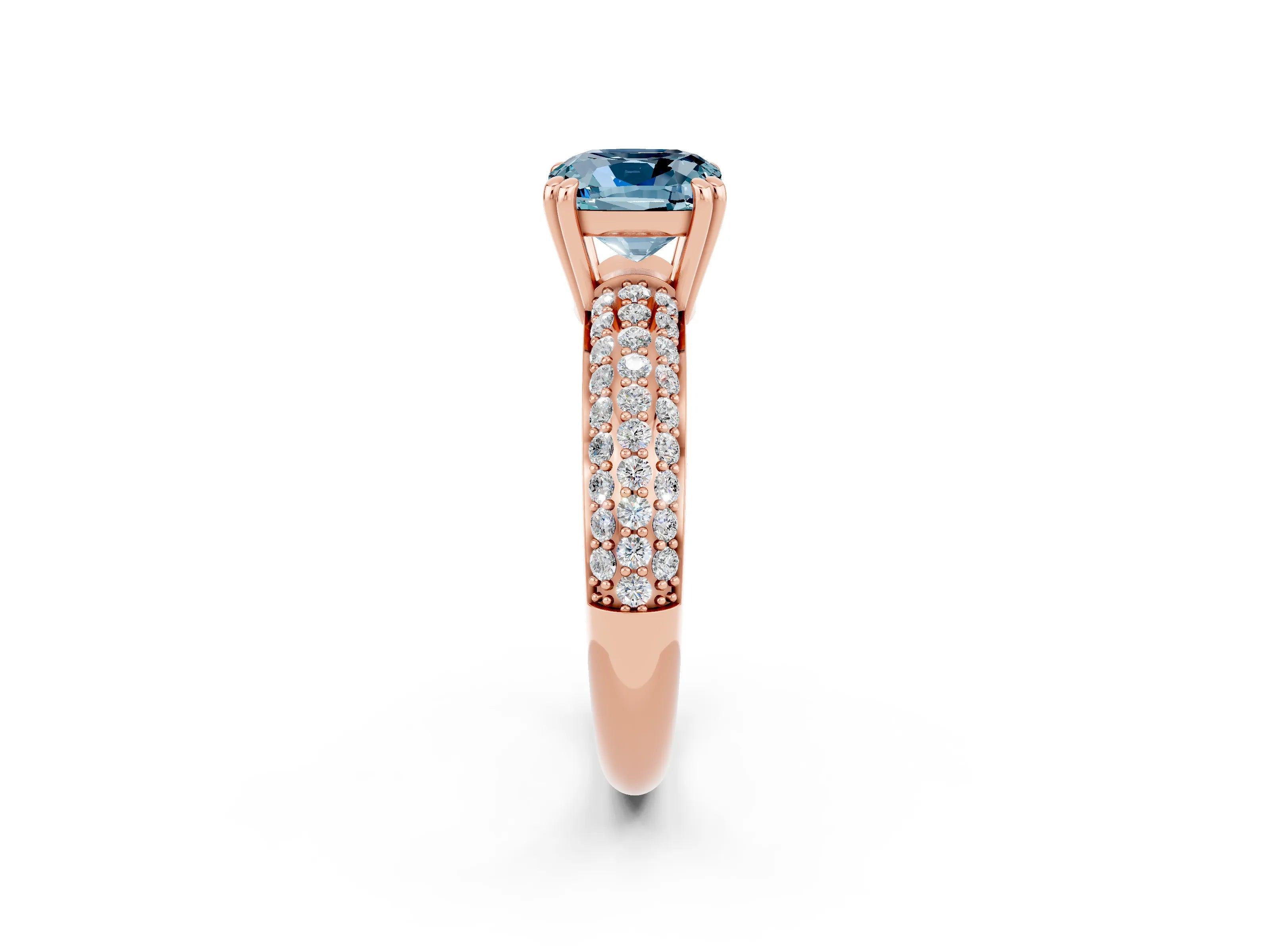 Rose gold Cushion Cut Cut Diamond Milgrain Marquise Band with Prong Setting_2