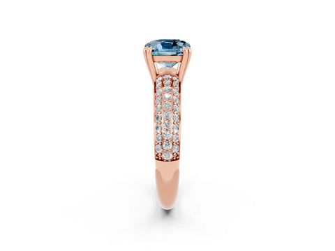 Rose gold Cushion Cut Cut Diamond Milgrain Marquise Band with Prong Setting_2