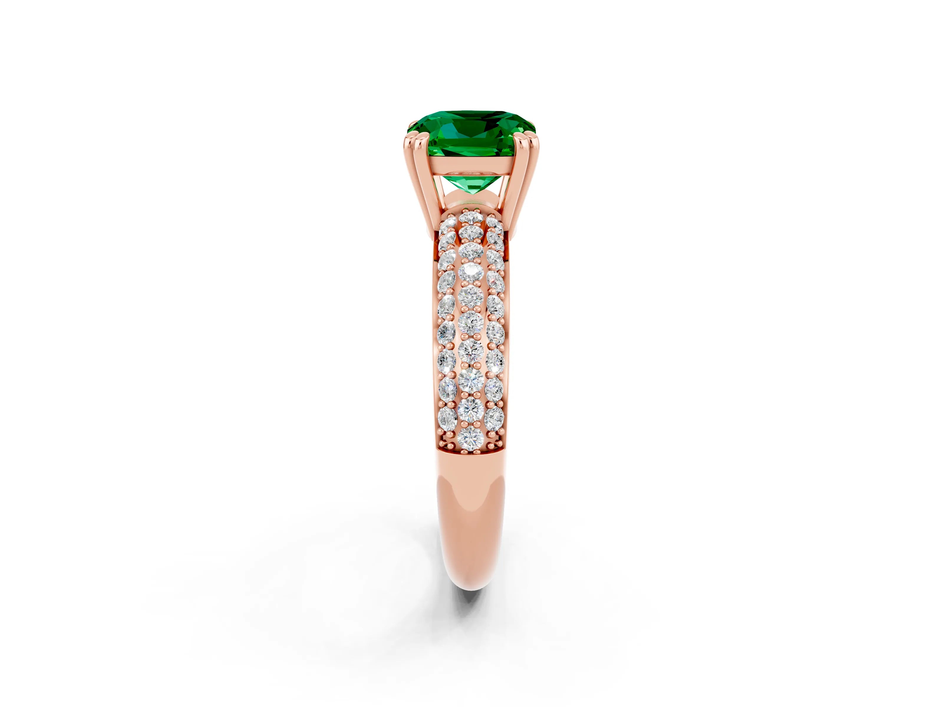 Rose gold Cushion Cut Cut Diamond Milgrain Marquise Band with Prong Setting_2