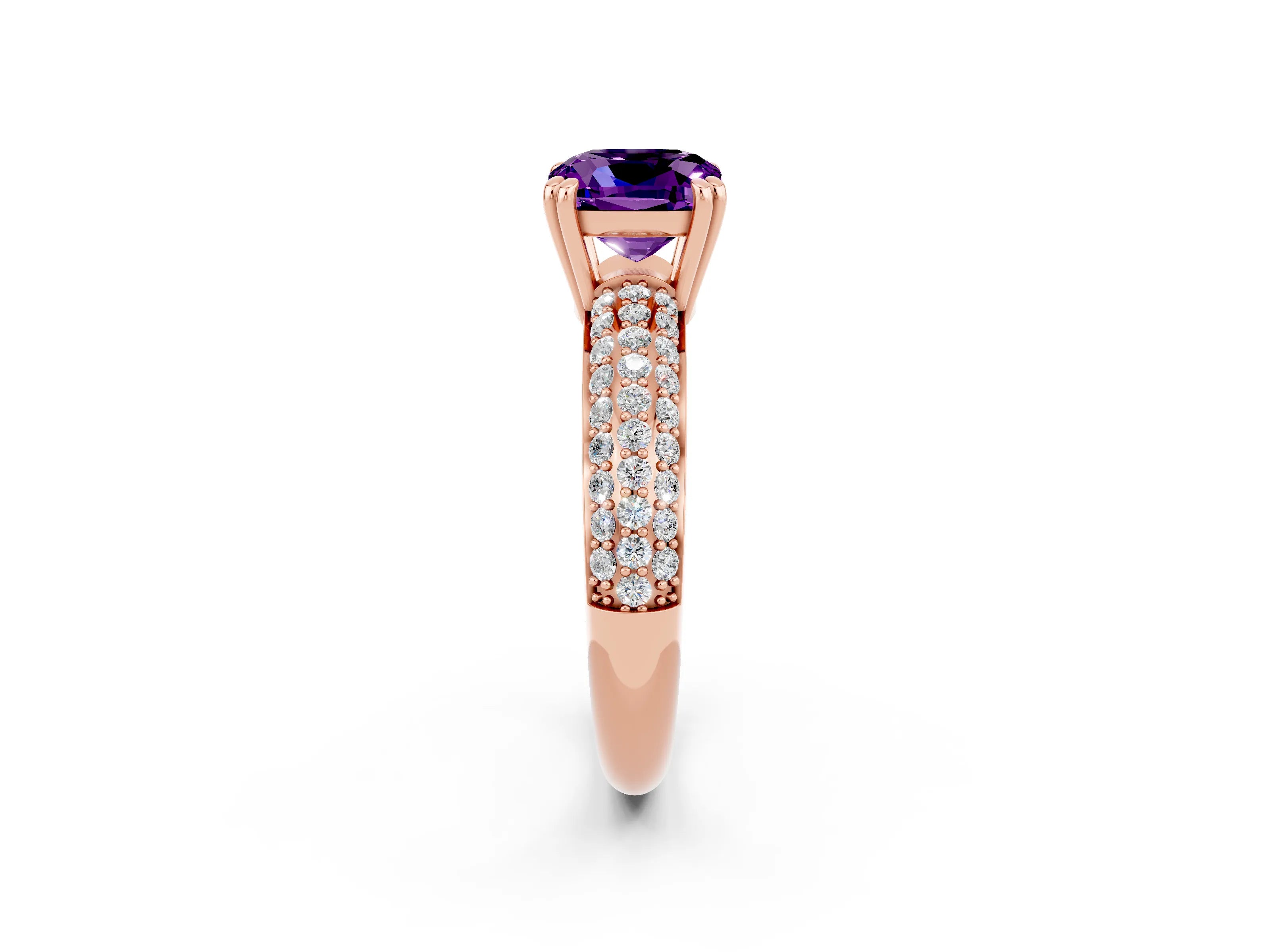 Rose gold Cushion Cut Cut Diamond Milgrain Marquise Band with Prong Setting_2