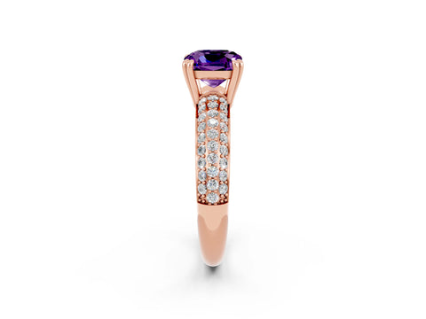 Rose gold Cushion Cut Cut Diamond Milgrain Marquise Band with Prong Setting_2