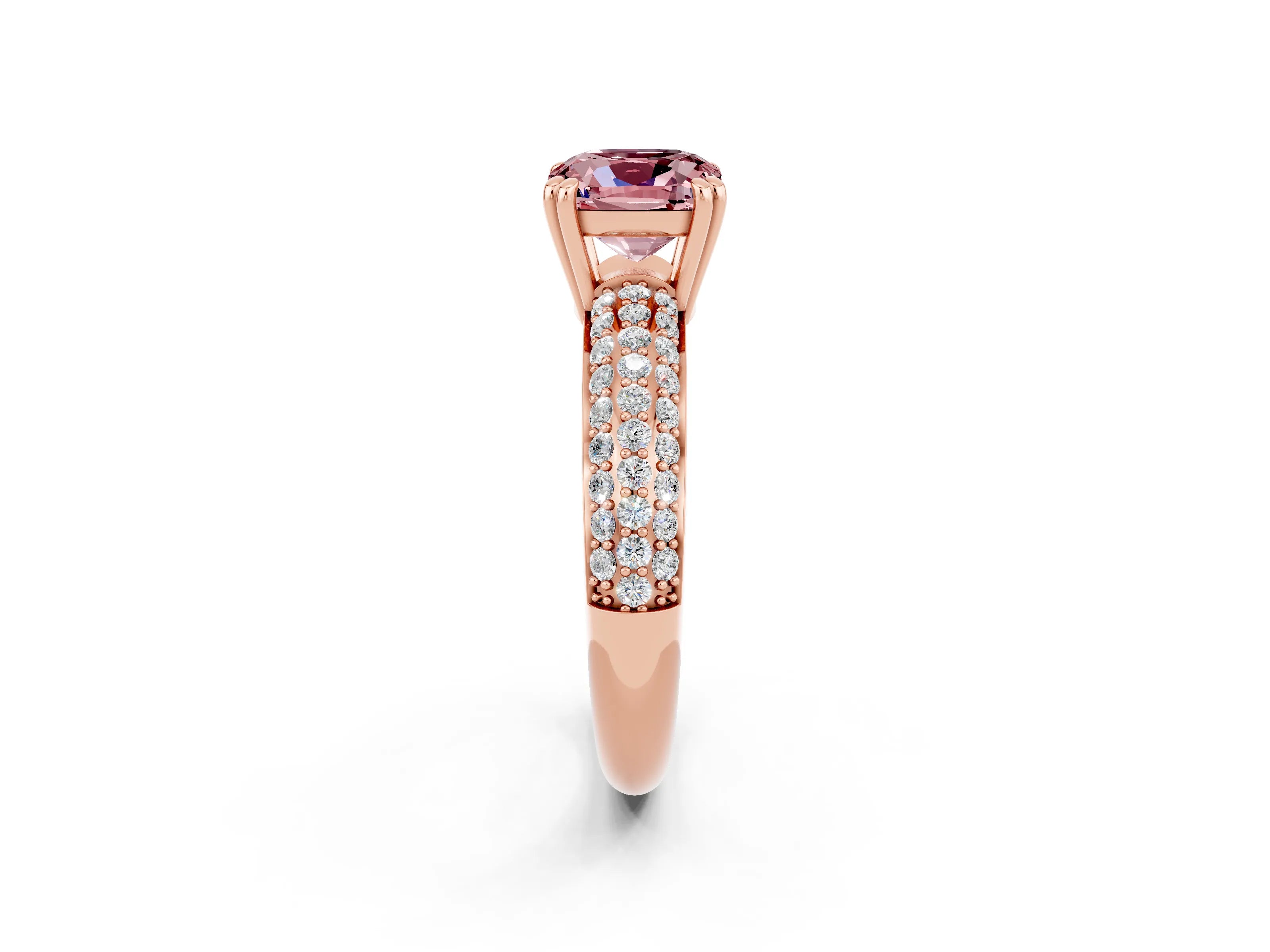 Rose gold Cushion Cut Cut Diamond Milgrain Marquise Band with Prong Setting_2