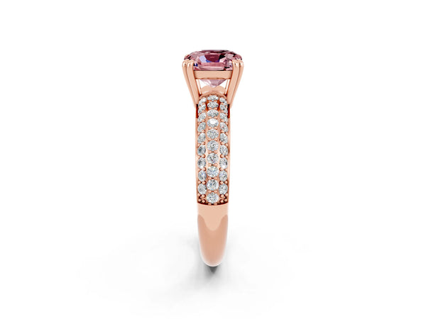 Rose gold Cushion Cut Cut Diamond Milgrain Marquise Band with Prong Setting