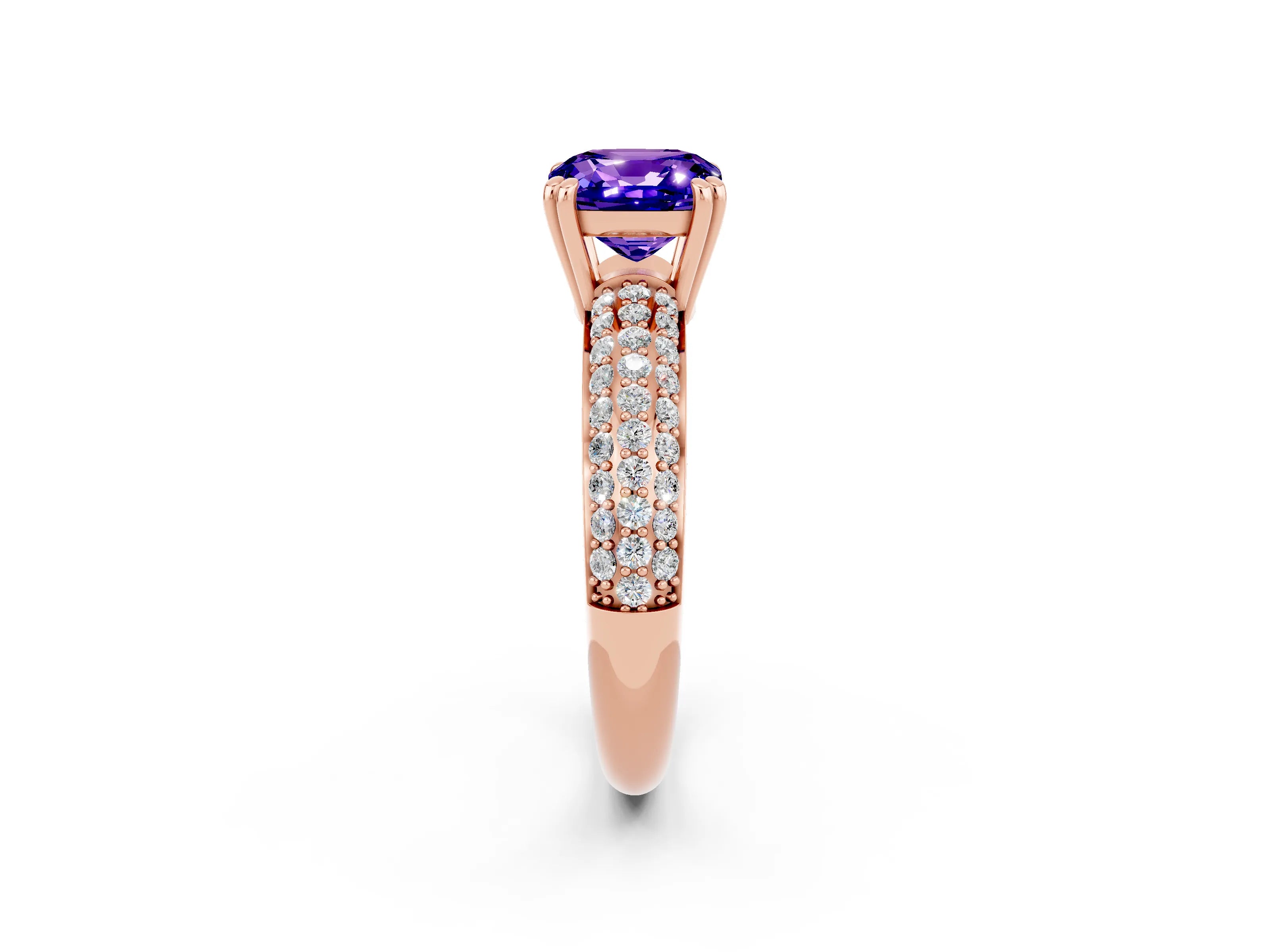 Rose gold Cushion Cut Cut Diamond Milgrain Marquise Band with Prong Setting_2