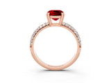 Rose gold Cushion Cut Cut Diamond Milgrain Marquise Band with Prong Setting_3