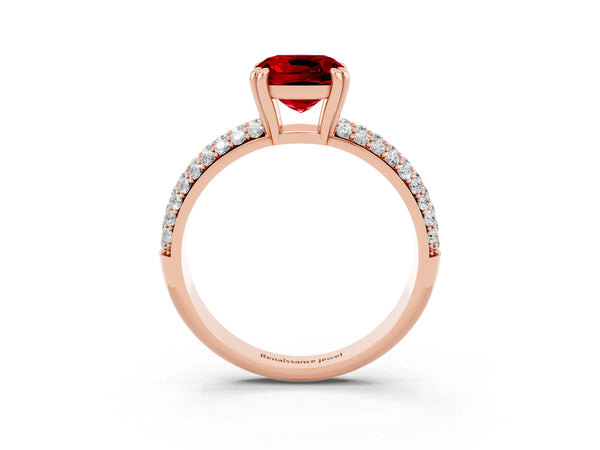 Rose gold Cushion Cut Cut Diamond Milgrain Marquise Band with Prong Setting