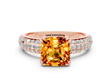 Rose gold Cushion Cut Cut Diamond Milgrain Marquise Band with Prong Setting