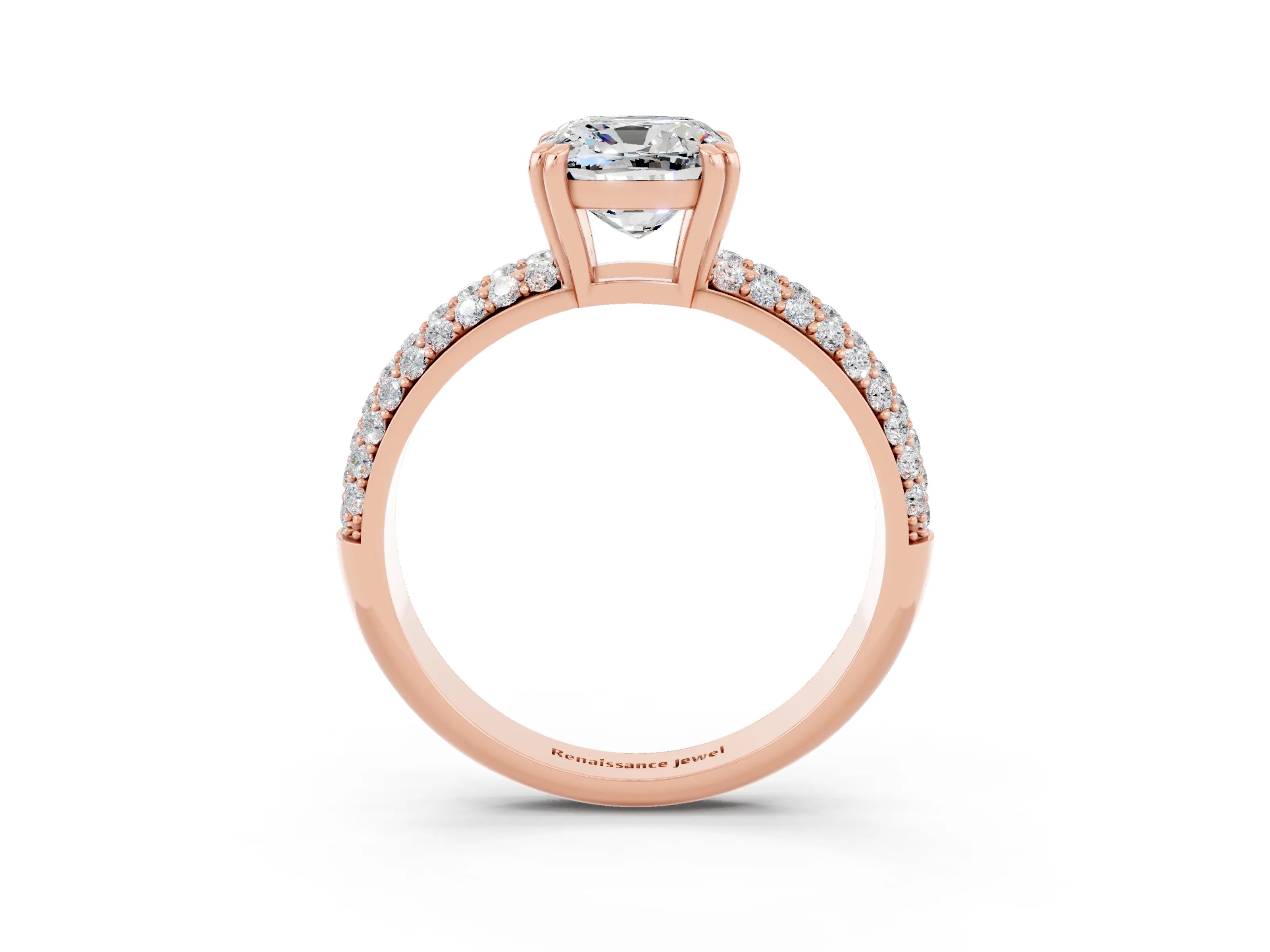 Rose gold Cushion Cut Cut Diamond Milgrain Marquise Band with Prong Setting_3