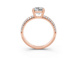 Rose gold Cushion Cut Cut Diamond Milgrain Marquise Band with Prong Setting_3