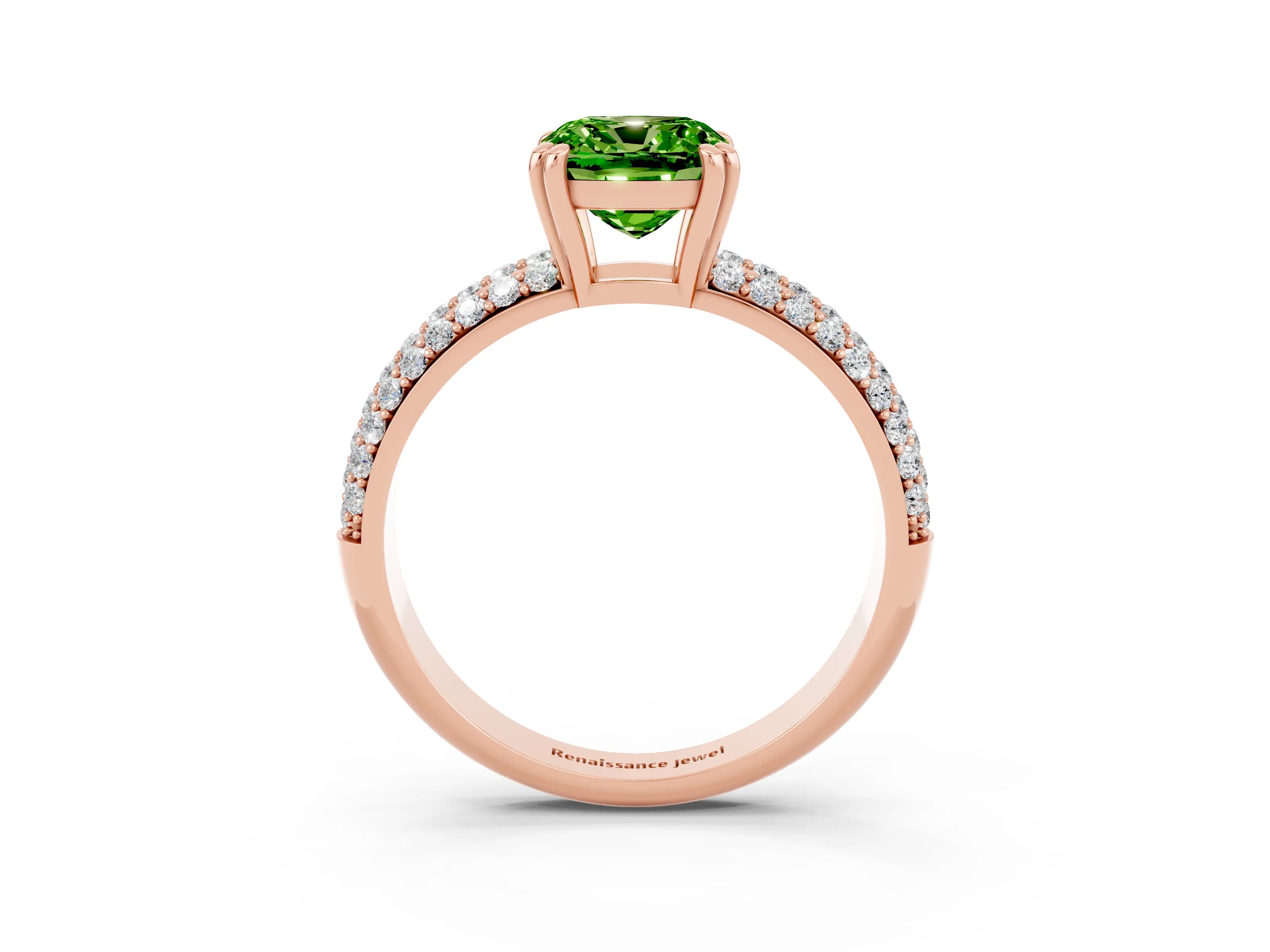 Rose gold Cushion Cut Cut Diamond Milgrain Marquise Band with Prong Setting_3