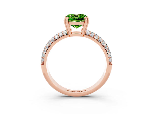 Rose gold Cushion Cut Cut Diamond Milgrain Marquise Band with Prong Setting