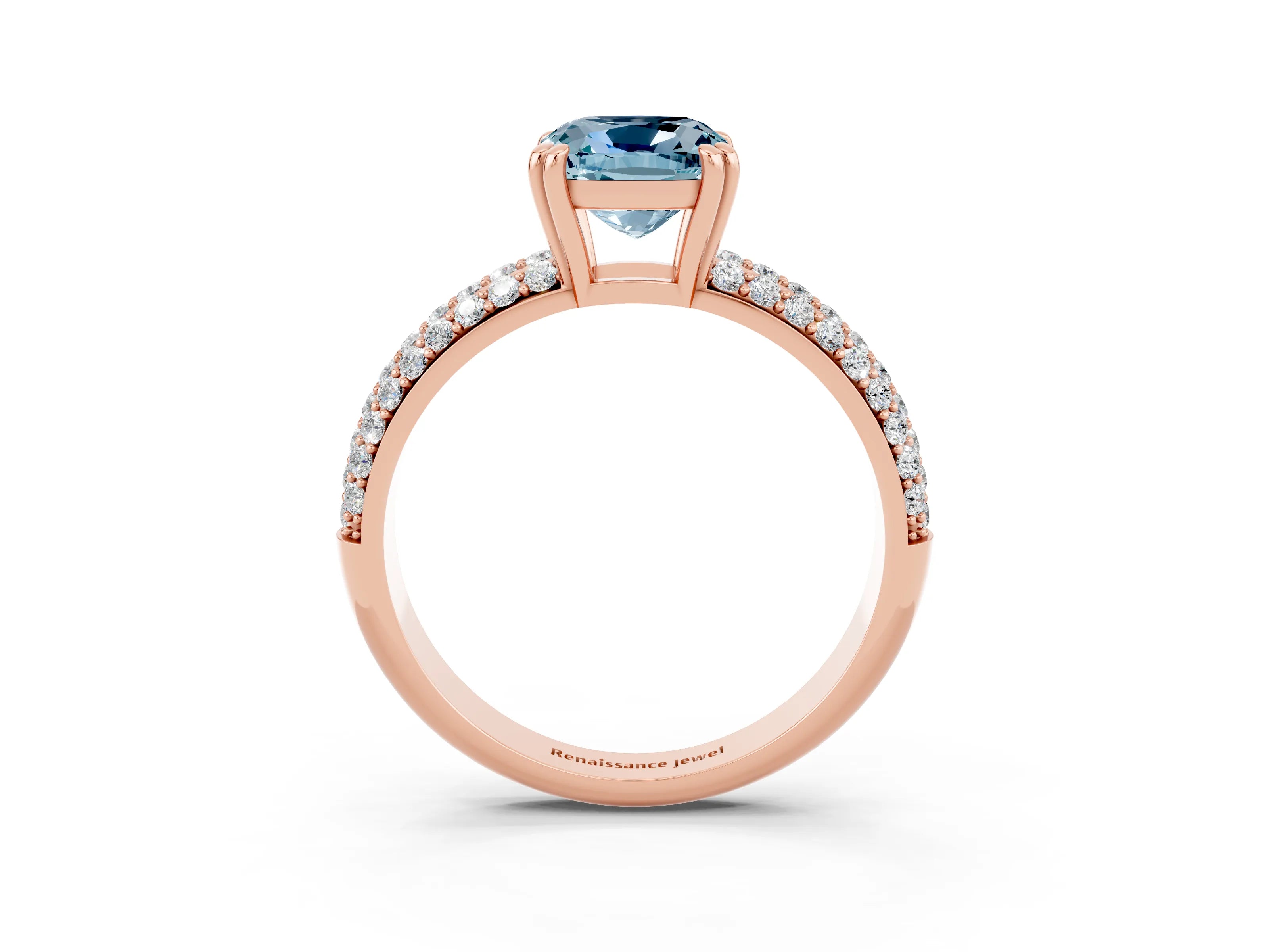 Rose gold Cushion Cut Cut Diamond Milgrain Marquise Band with Prong Setting_3