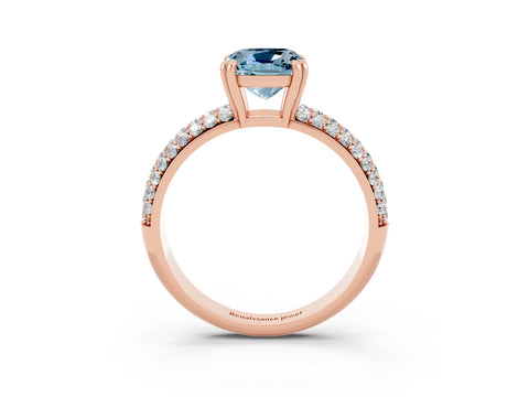 Rose gold Cushion Cut Cut Diamond Milgrain Marquise Band with Prong Setting_3