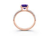 Rose gold Cushion Cut Cut Diamond Milgrain Marquise Band with Prong Setting_3