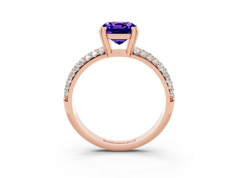 Rose gold Cushion Cut Cut Diamond Milgrain Marquise Band with Prong Setting_3
