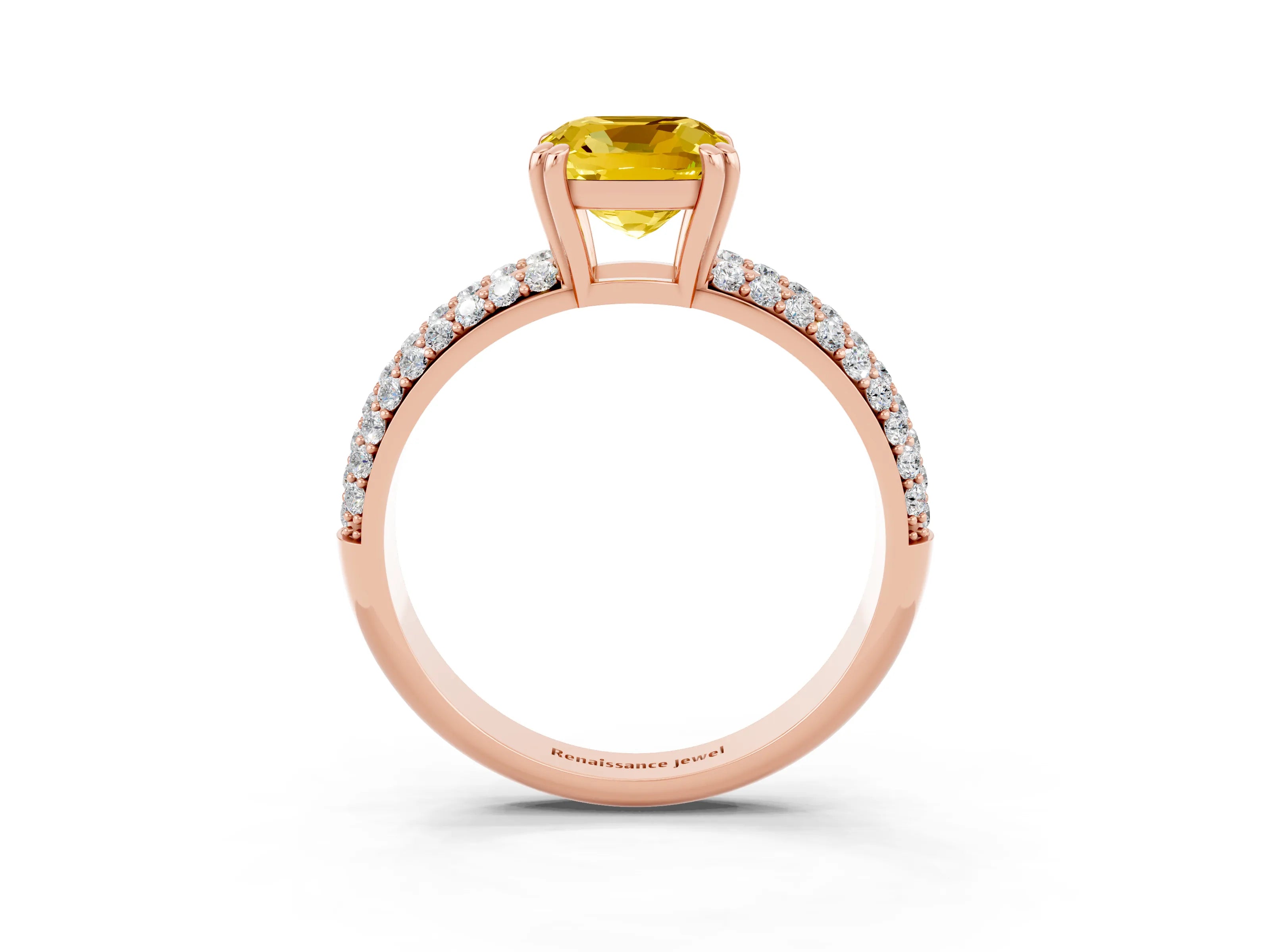 Rose gold Cushion Cut Cut Diamond Milgrain Marquise Band with Prong Setting_3