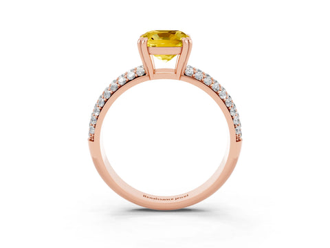 Rose gold Cushion Cut Cut Diamond Milgrain Marquise Band with Prong Setting_3
