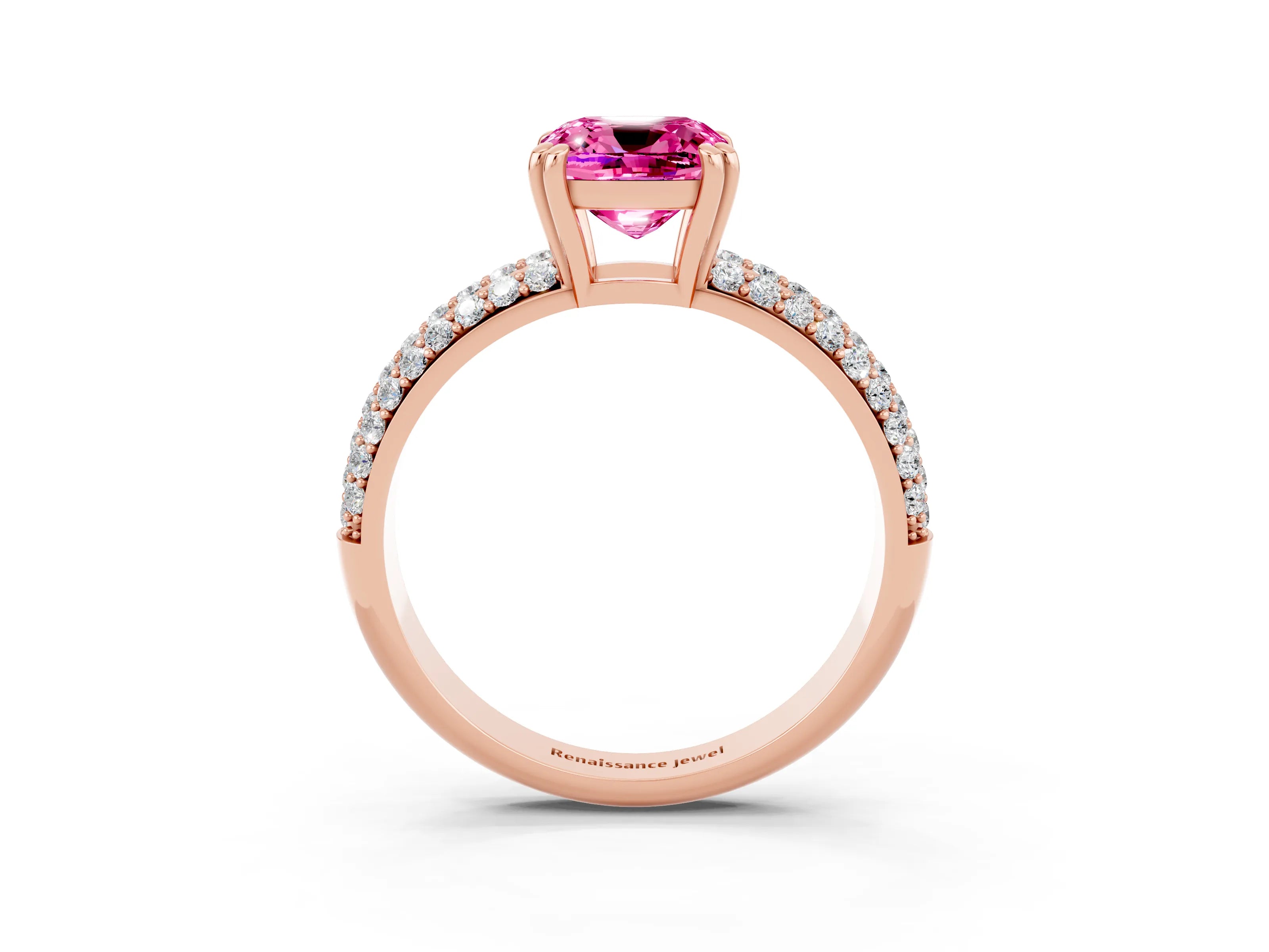 Rose gold Cushion Cut Cut Diamond Milgrain Marquise Band with Prong Setting_3