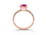 Rose gold Cushion Cut Cut Diamond Milgrain Marquise Band with Prong Setting_3