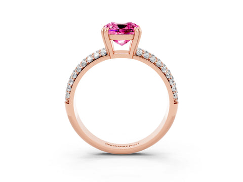Rose gold Cushion Cut Cut Diamond Milgrain Marquise Band with Prong Setting_3