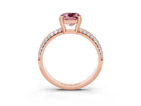 Rose gold Cushion Cut Cut Diamond Milgrain Marquise Band with Prong Setting