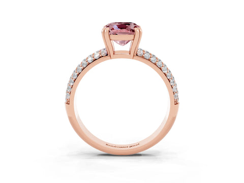 Rose gold Cushion Cut Cut Diamond Milgrain Marquise Band with Prong Setting_3