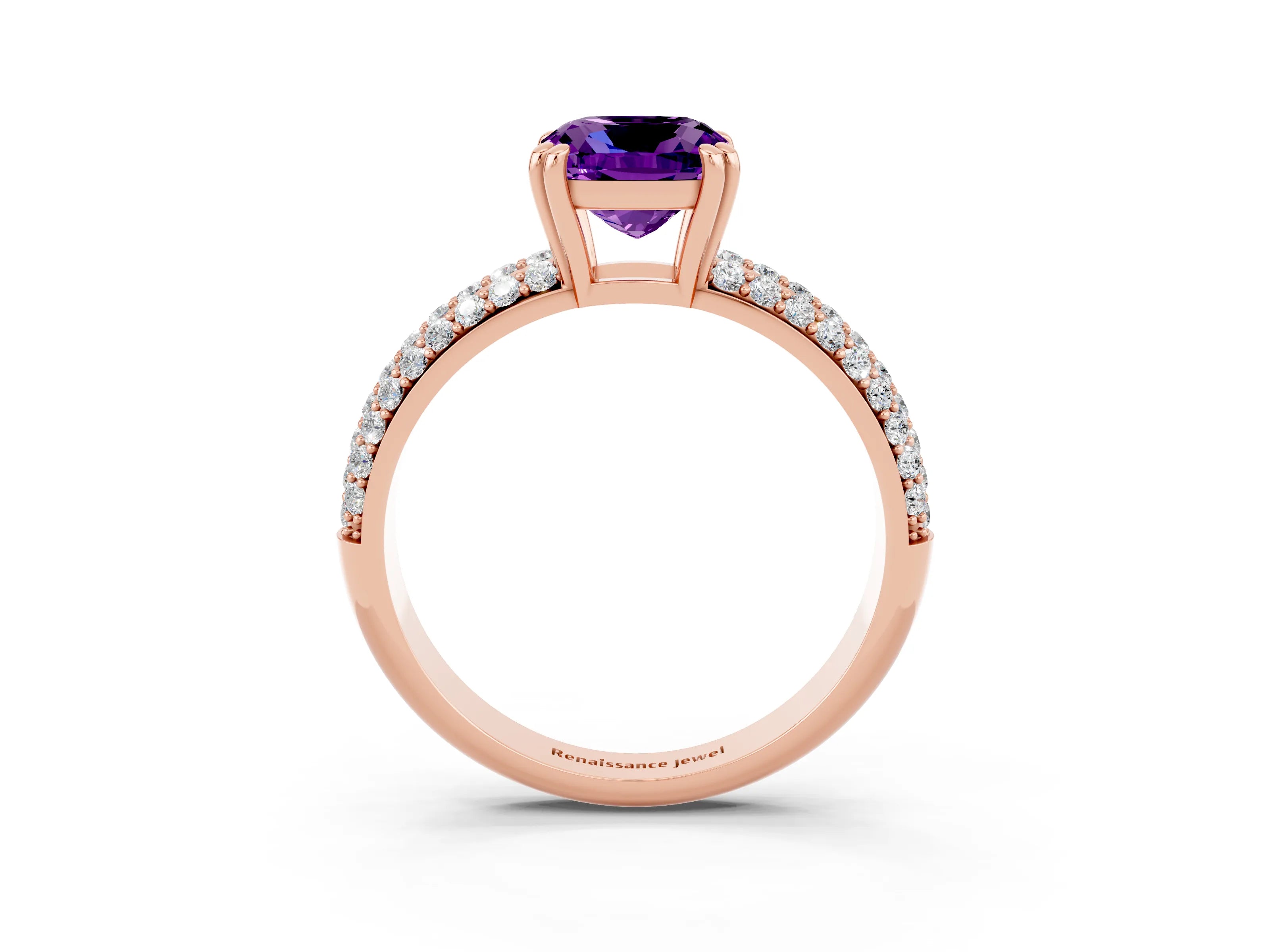 Rose gold Cushion Cut Cut Diamond Milgrain Marquise Band with Prong Setting_3
