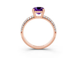 Rose gold Cushion Cut Cut Diamond Milgrain Marquise Band with Prong Setting_3