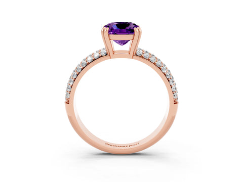 Rose gold Cushion Cut Cut Diamond Milgrain Marquise Band with Prong Setting_3