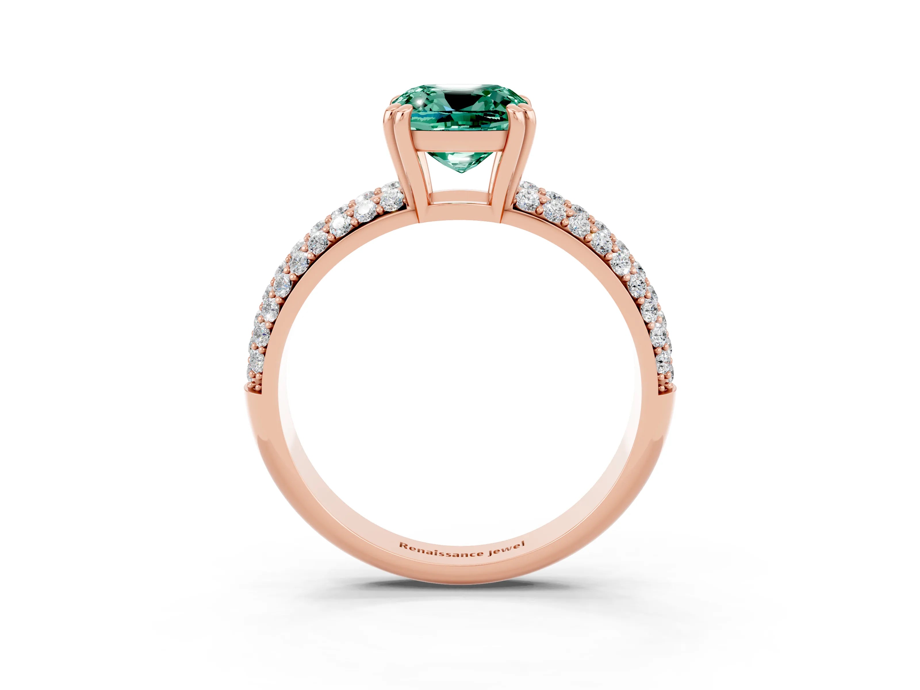 Rose gold Cushion Cut Cut Diamond Milgrain Marquise Band with Prong Setting_3