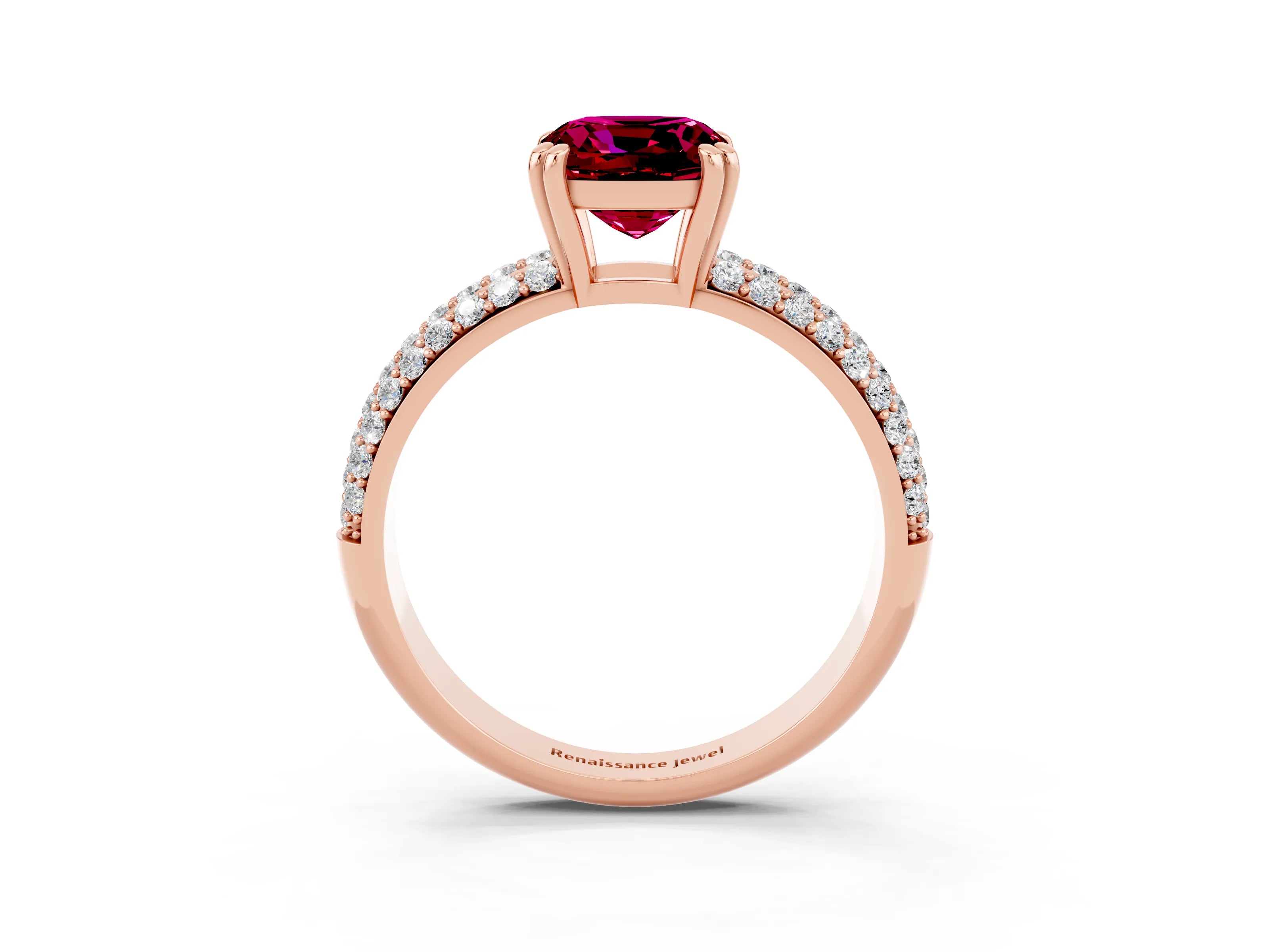 Rose gold Cushion Cut Cut Diamond Milgrain Marquise Band with Prong Setting_3