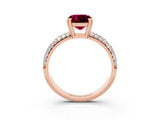 Rose gold Cushion Cut Cut Diamond Milgrain Marquise Band with Prong Setting_3