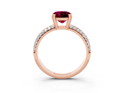 Rose gold Cushion Cut Cut Diamond Milgrain Marquise Band with Prong Setting_3