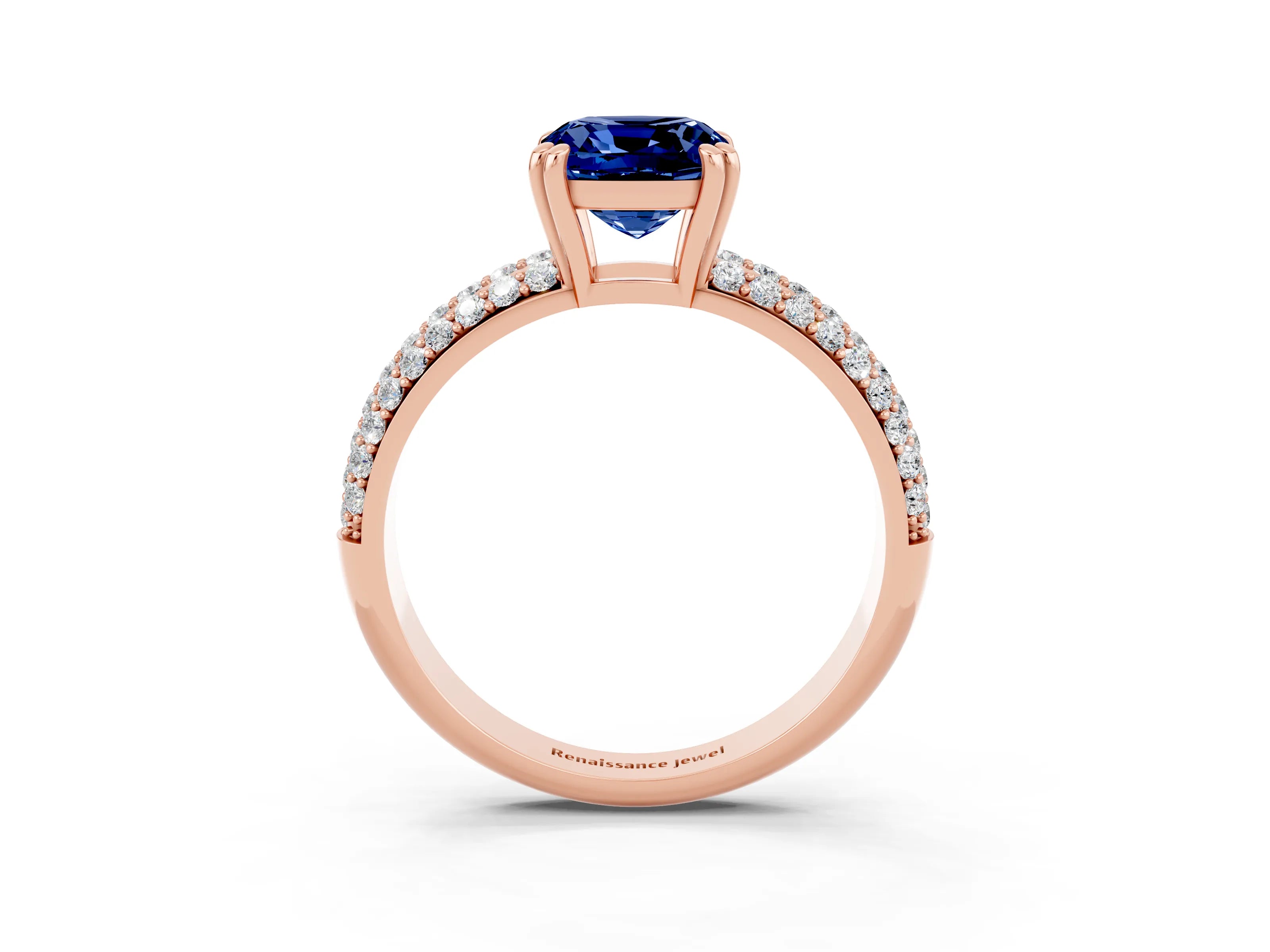 Rose gold Cushion Cut Cut Diamond Milgrain Marquise Band with Prong Setting_3