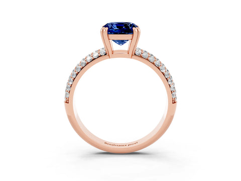 Rose gold Cushion Cut Cut Diamond Milgrain Marquise Band with Prong Setting_3