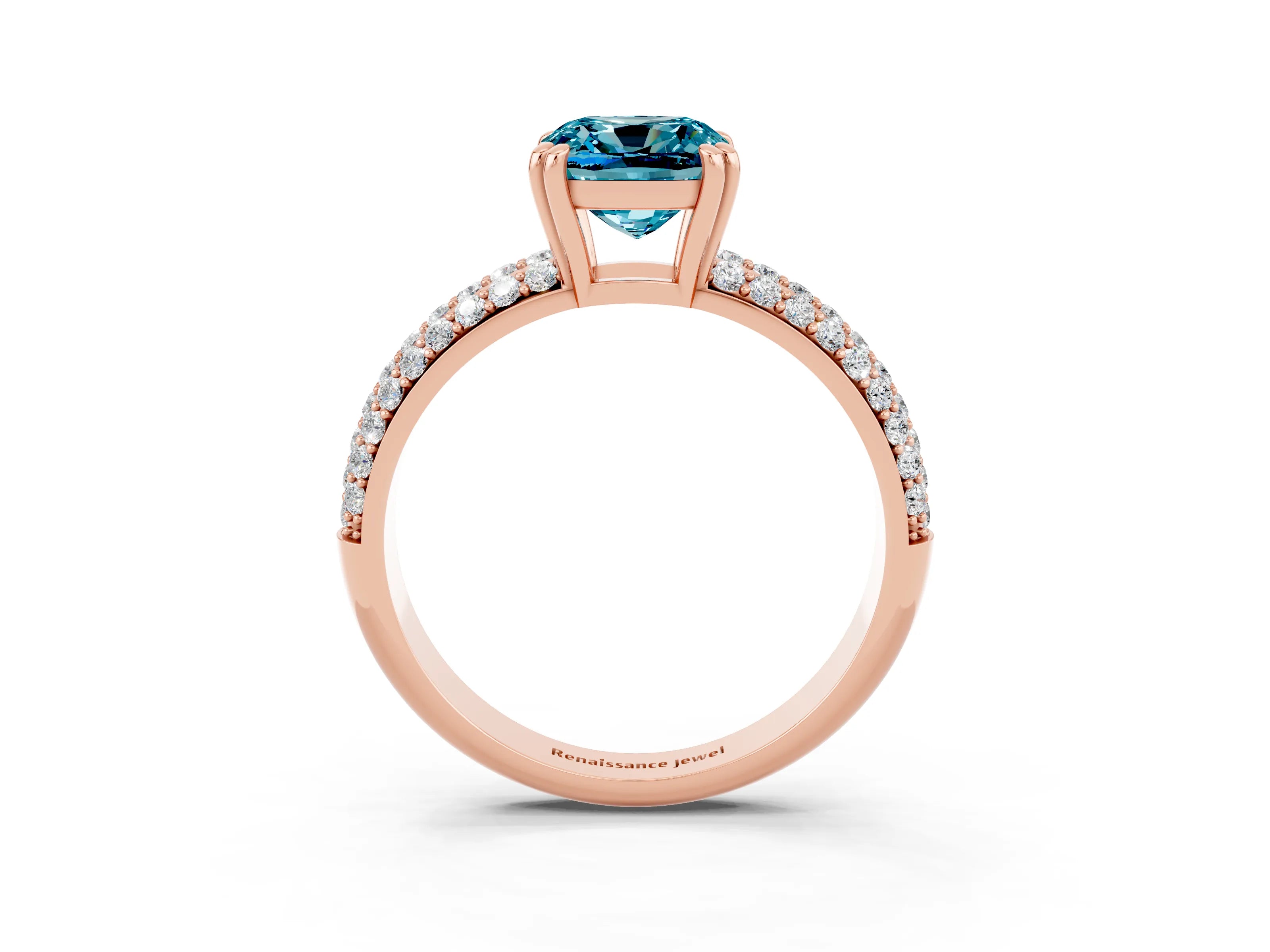 Rose gold Cushion Cut Cut Diamond Milgrain Marquise Band with Prong Setting_3