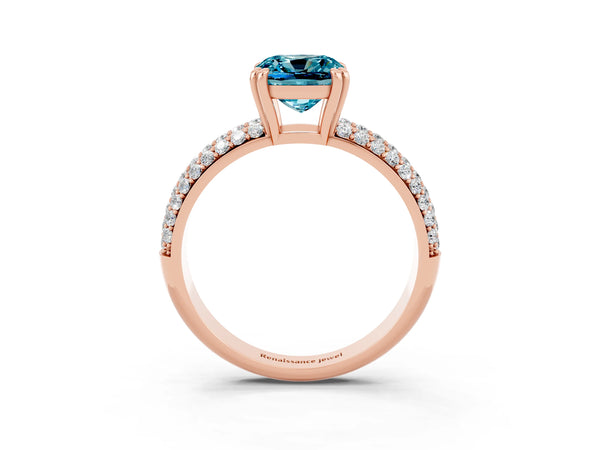 Rose gold Cushion Cut Cut Diamond Milgrain Marquise Band with Prong Setting