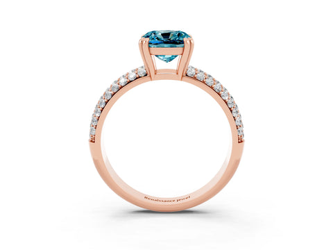 Rose gold Cushion Cut Cut Diamond Milgrain Marquise Band with Prong Setting_3