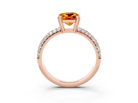Rose gold Cushion Cut Cut Diamond Milgrain Marquise Band with Prong Setting_3