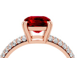 Rose gold Cushion Cut Cut Diamond Milgrain Marquise Band with Prong Setting_4